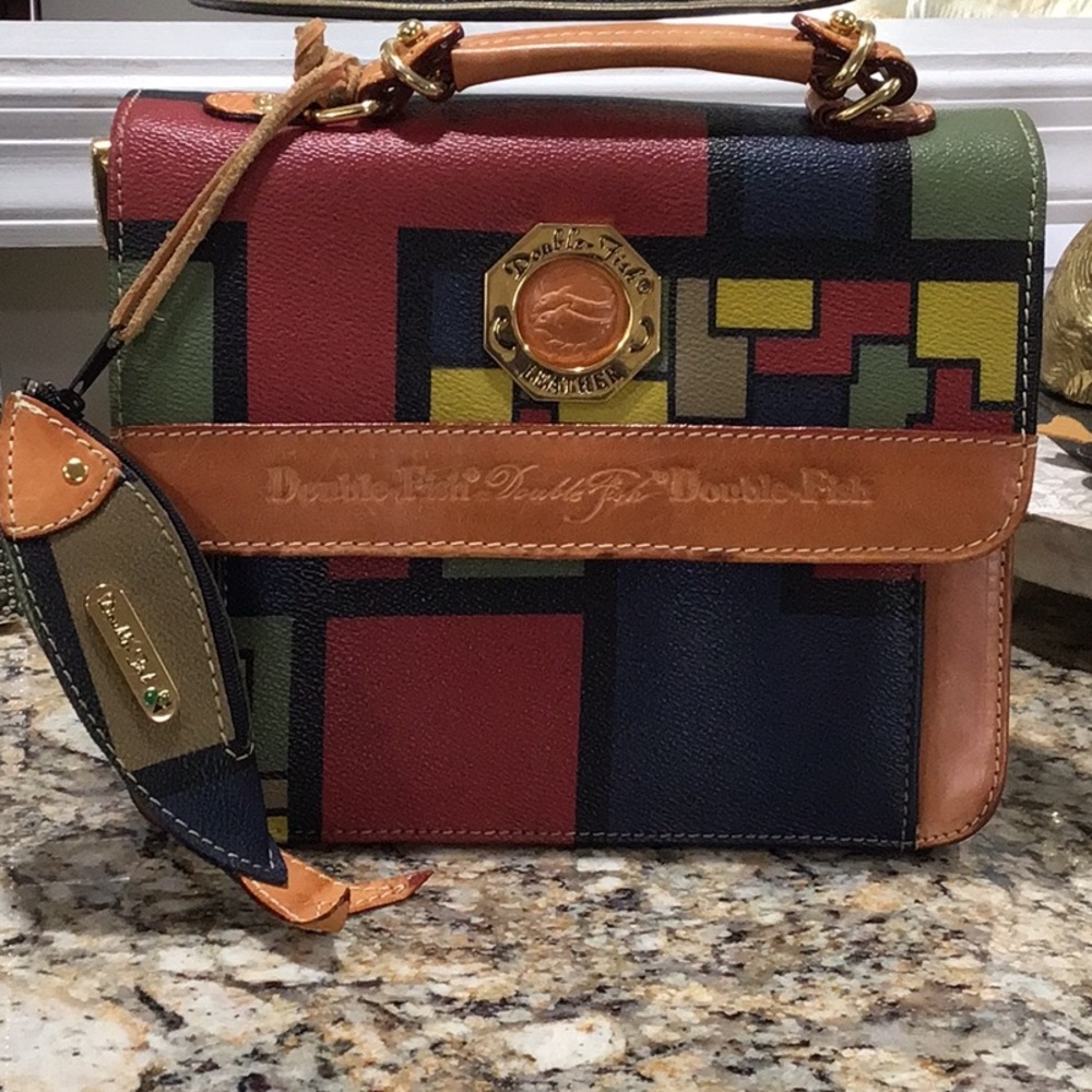 Double-Fish Leather Authentic Japan Handbag Double Fish